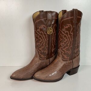 Vintage Tony Lama Exotic Ostrich Leg Cowboy Boots 9 D New Old Stock Gold Label